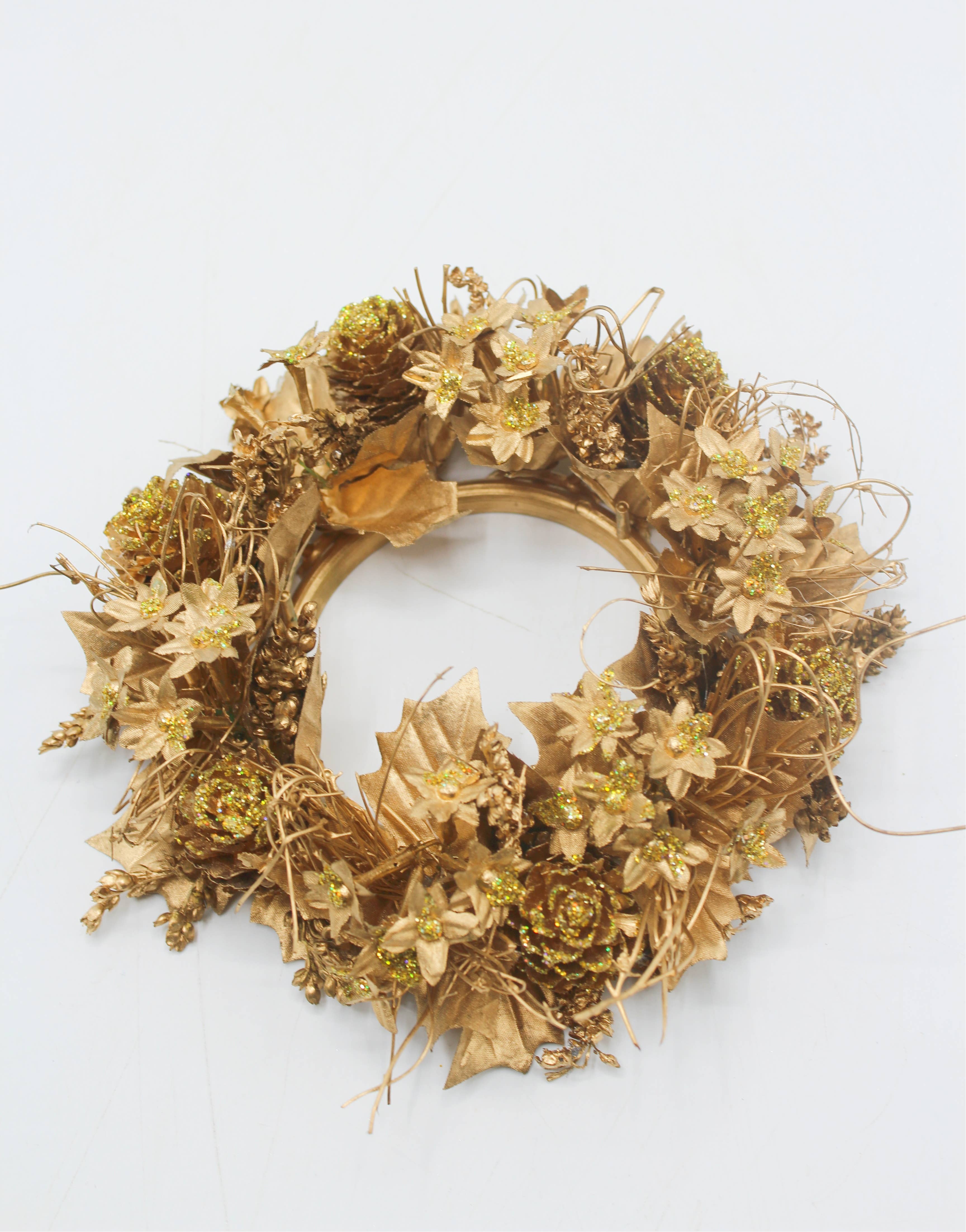 Fioretto Renato S.r.l. - Wholesale Christmas Decoration - Box of 6 chaplets with stars, pine cones in antique gold and silver0