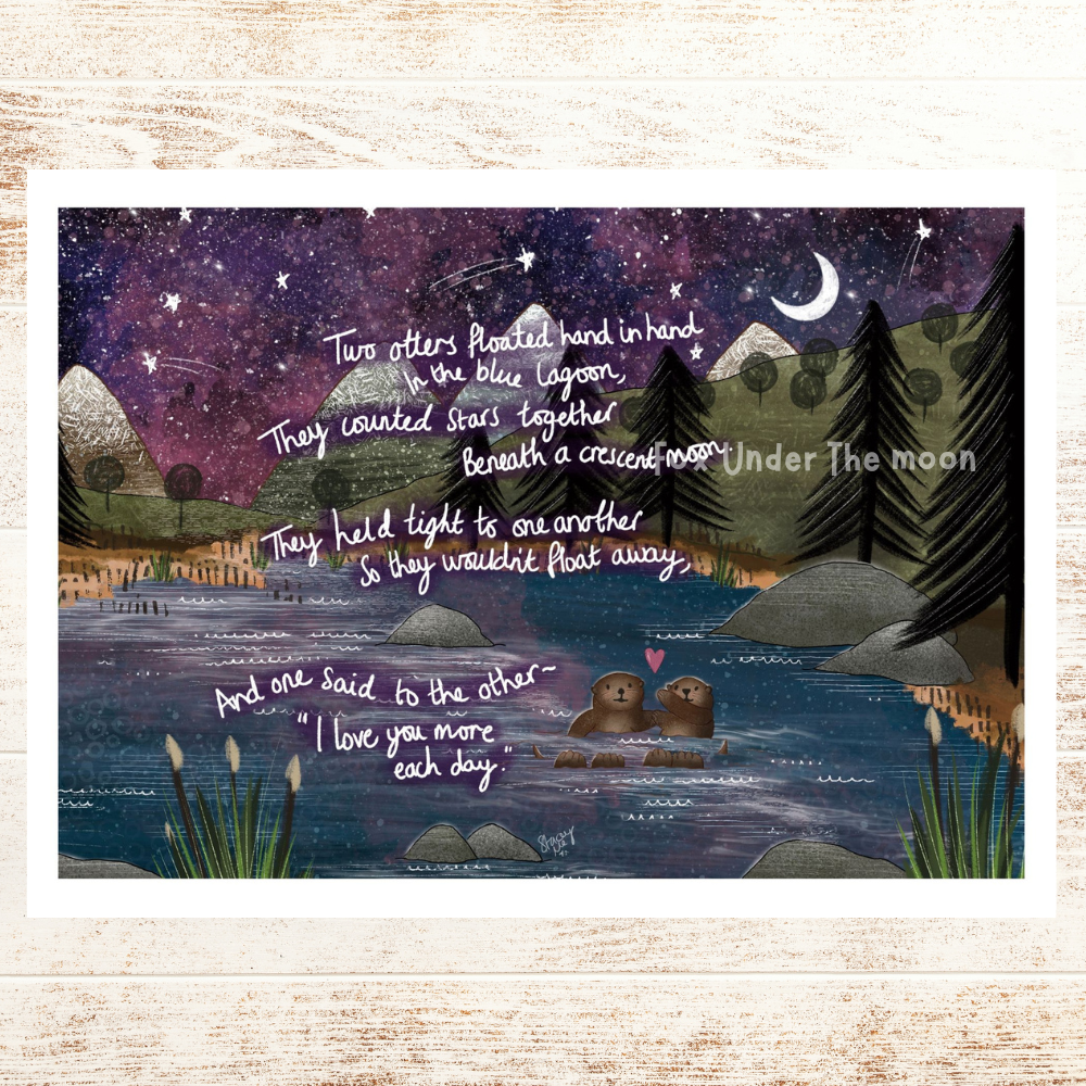 Fox Under The Moon - Wholesale Art Print - A4 Art Print ~ Hand In Hand1