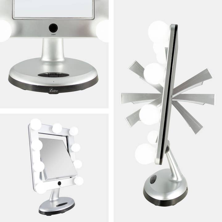 Silver Melrose Lighted Makeup Mirror with Magnification & Bluetooth for wholesale on Faire