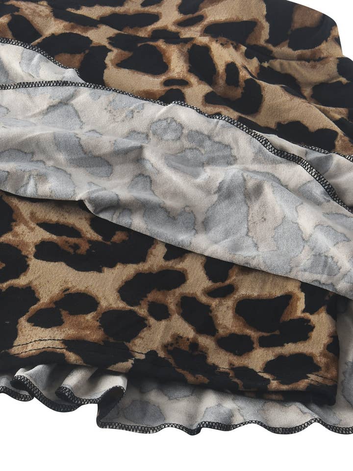 HIDDENBRAND - Wholesale Skirt - Women's - Leopard pleated mini skirt with lined shorts13