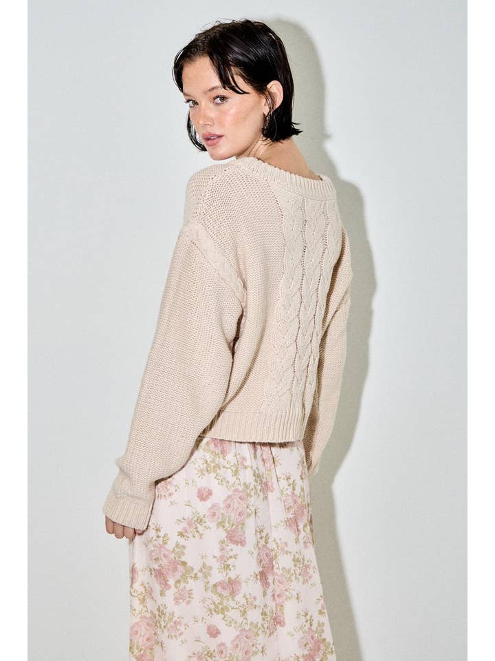 Baevely by Wellmade USA - Wholesale Knit Sweater - Women's - CABLE KNIT ROUND NECK SWEATER3