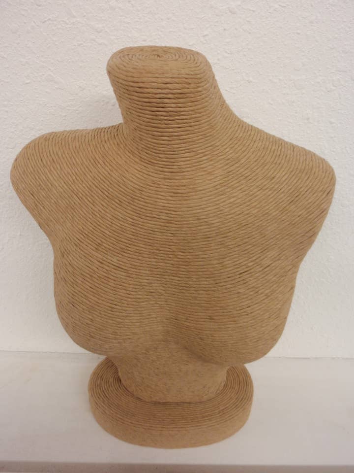 NATURAL PAPER TWINE MANNEQUIN FOR NECKLACE OVAL BASE M-18 for wholesale by International Duru's