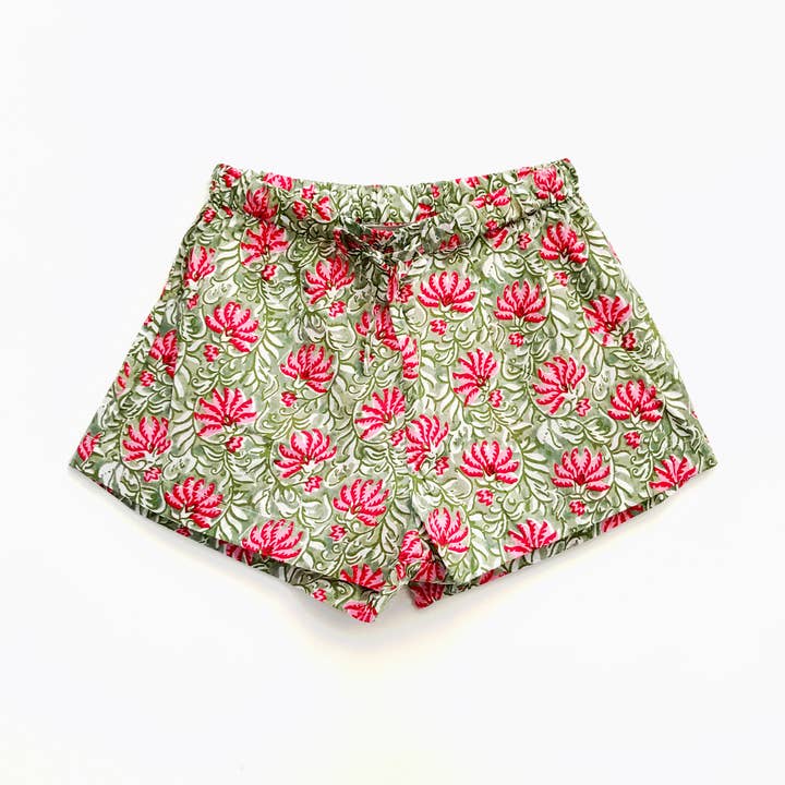 Sleep Shorts: Jaipur Pink and Green for wholesale by Lime Tree Design - US