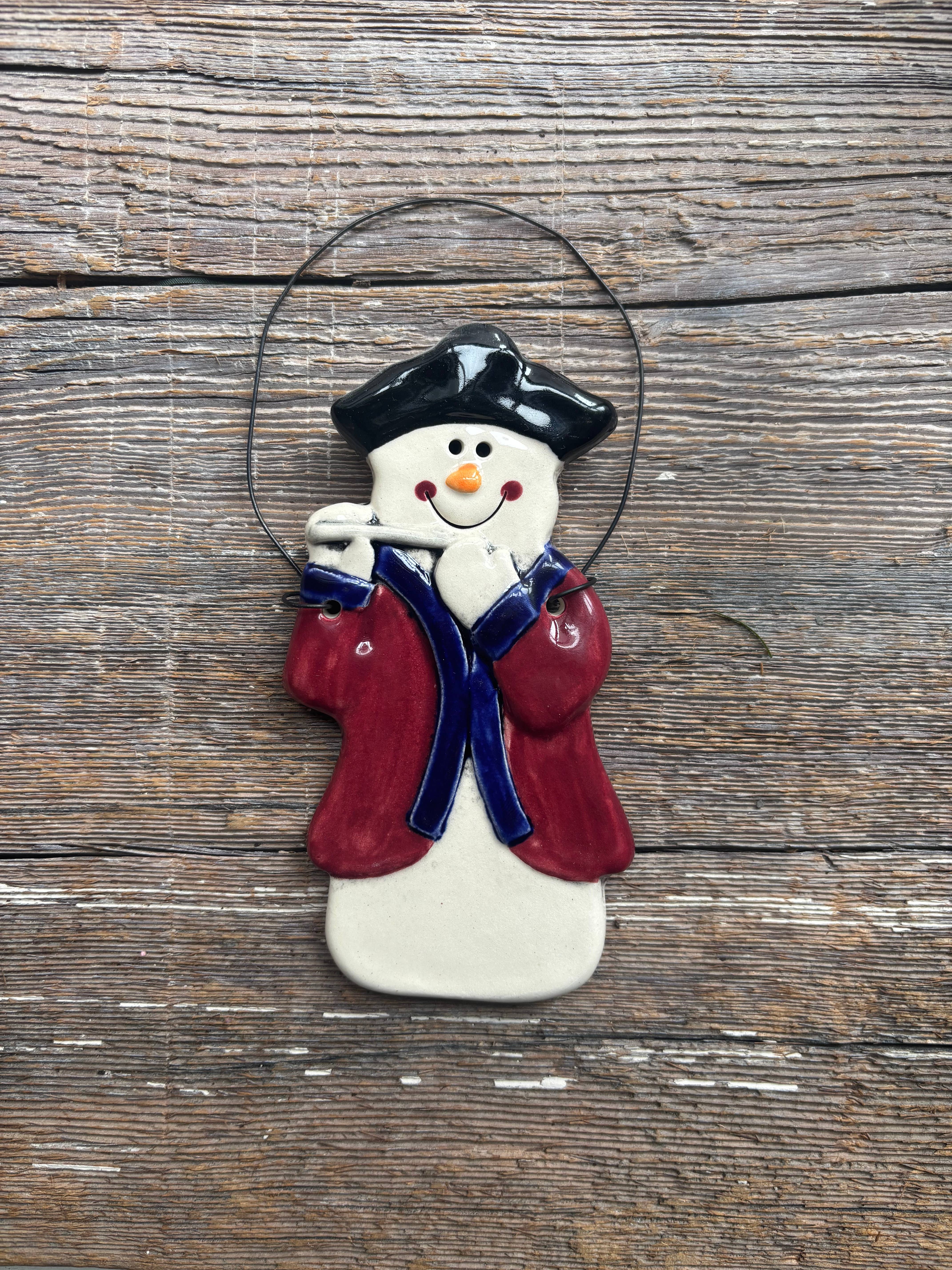 August Ceramics - Wholesale Ornament - Colonial Snowman Ornament-Minutemen with a fife