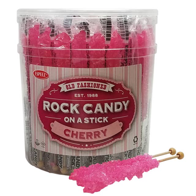 Espeez Bonbon Rock à la Cerise Rose sur Bâtonnet Pot 36 unités 6,5" pour la vente par Long Island Candy Factory