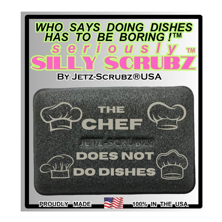 Silly Scrubz™ "THE CHEF DOES NOT DO DISHES" Scrubber Sponge for wholesale by Jetz-Scrubz
