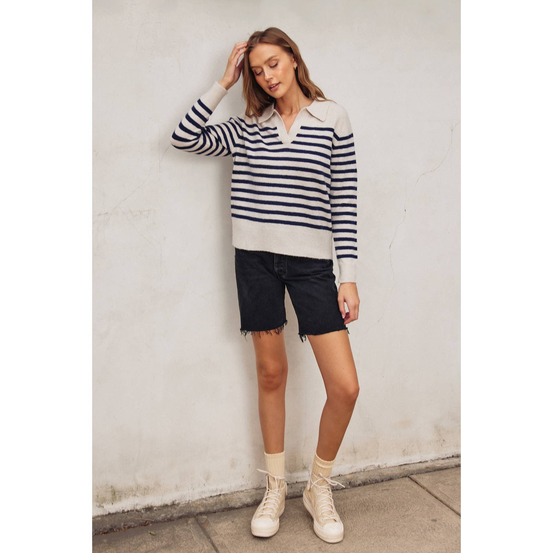 Dress Forum – Pulôver - Mulher por atacado – Camisola Polo Listrada Macia e Fuzzy3