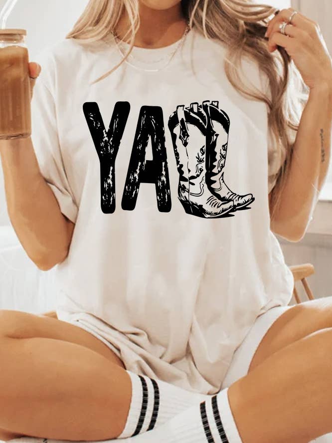 Yall Cowboy Boots Unisex Rundhals-T-Shirt für den Großhandel von Top Avenue