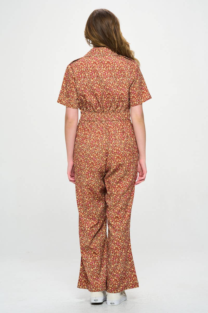 SM WARDROBE - Wholesale Jumpsuit - Women's - FALL LEAVES PRINT CORDUROY JUMPSUIT OVERALL5
