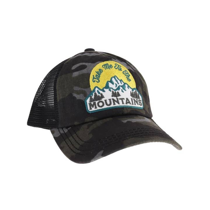 C.C Beanie - Wholesale Ponytail Cap - Women's - Embroidered Take Me To The Mountains Patch C.C High Pony Cri
