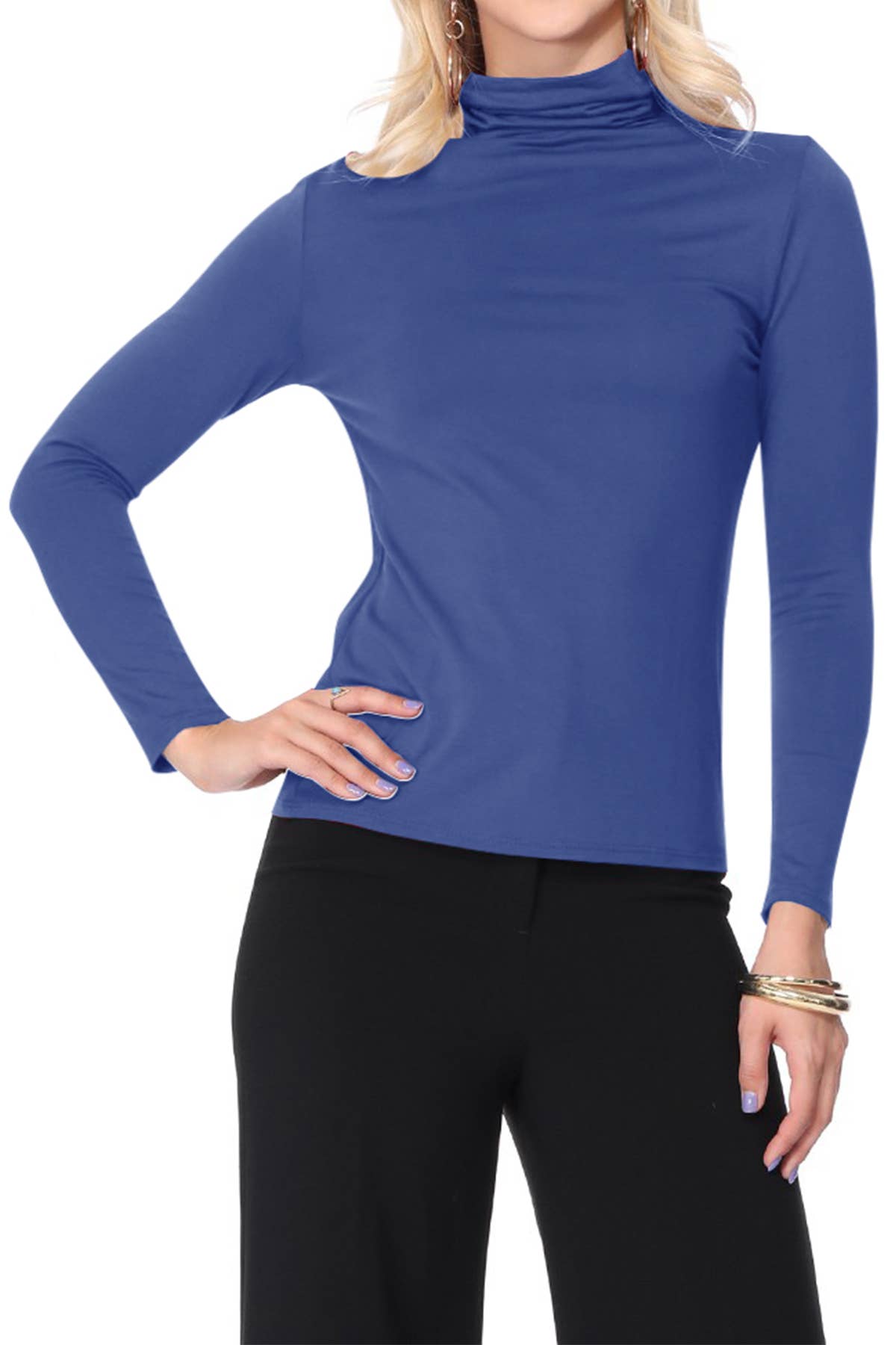 MOA COLLECTION - Wholesale Knit Top - Women's - Solid Color Lightweight Mock Neck Turtleneck Sweater Top13