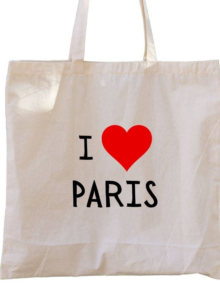 Second Ave Tragetasche aus Segeltuch I Heart Love Paris, Rot für den Großhandel von Second Ave Gift Company