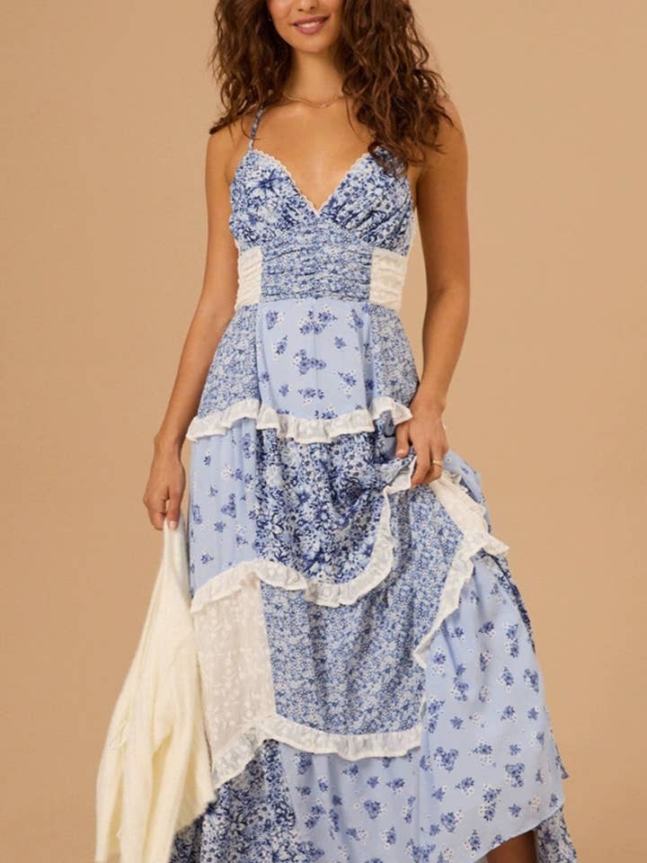 Vestido de verano de retazos florales para venta al por mayor de Mccolin