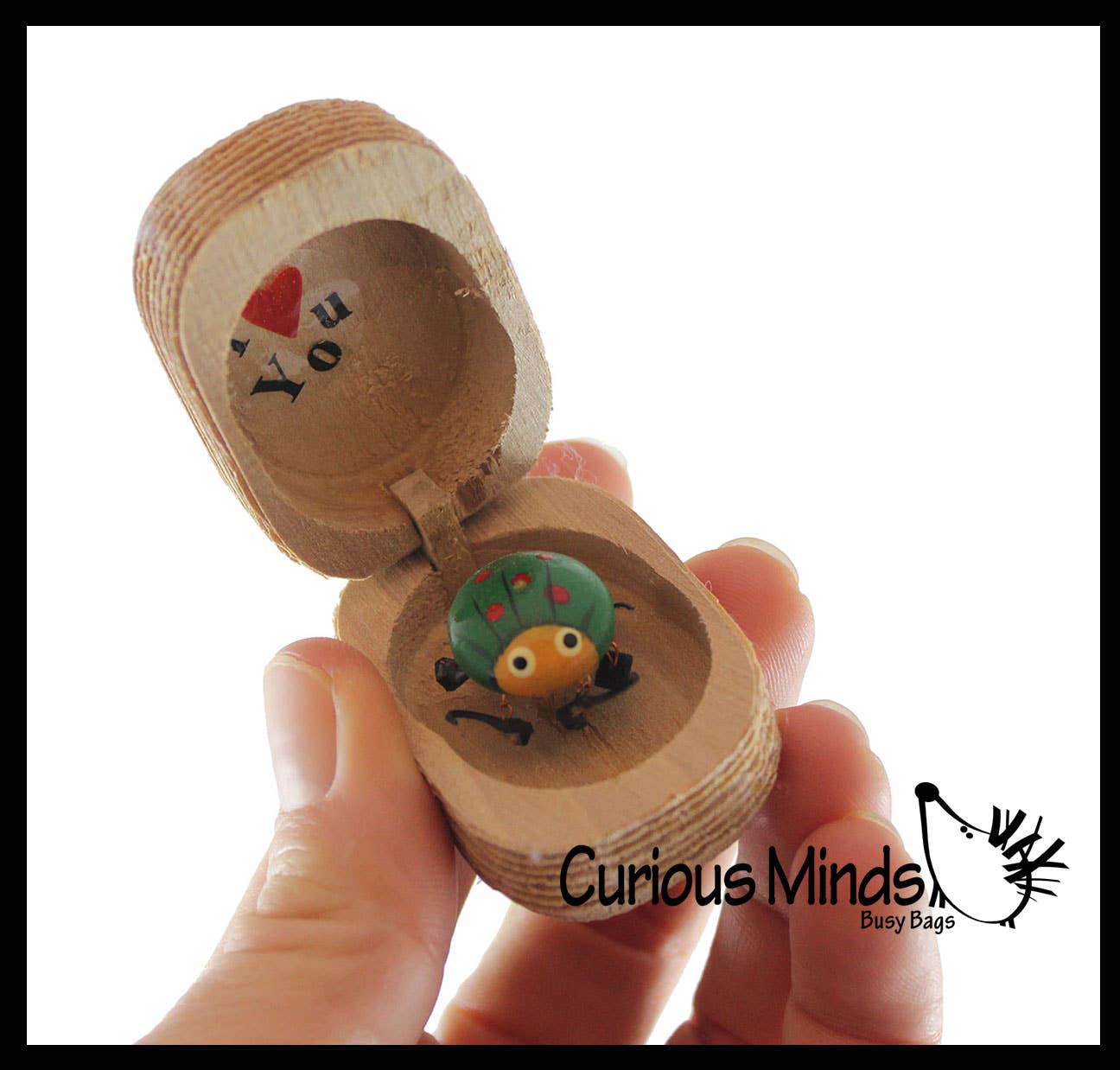 Curious Minds Toys – wholesale Gag gift/novelty gift – 1 Love bug in Box Novelty Gift -Bugs Legs Wiggle Wood Hinge6