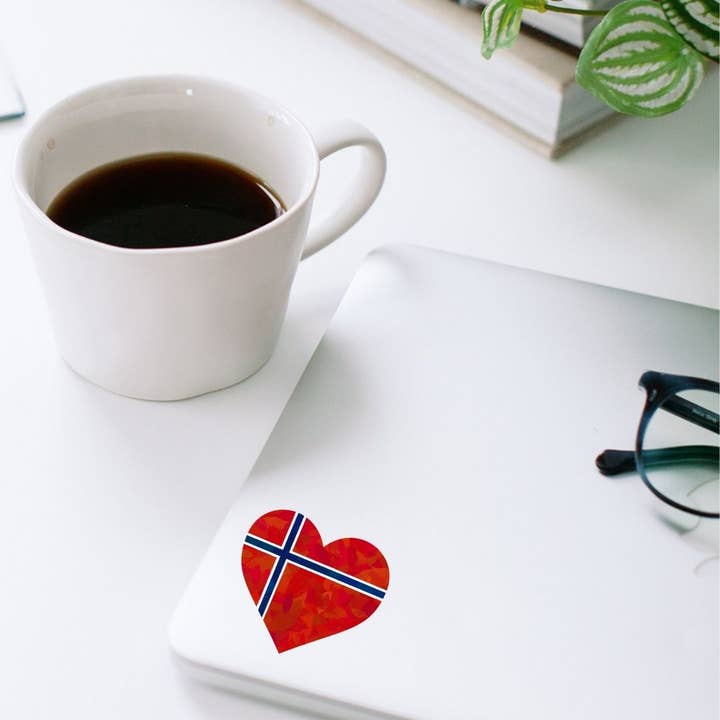 Norwegian Flag Heart Sticker for wholesale by Scandinavian Hearts