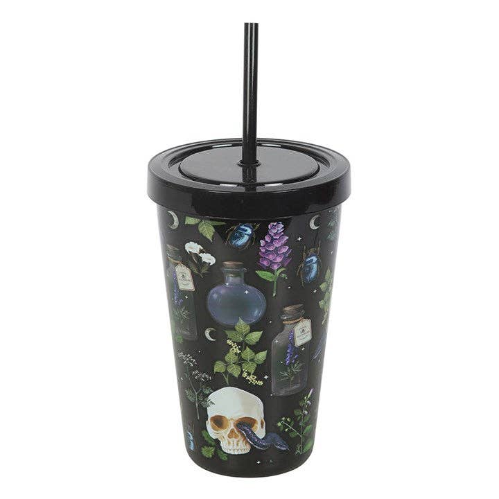 Something Different Wholesale – wholesale Insulated mug/tumbler – Venom & Vines Gothic Skull Print Tumbler with Straw3