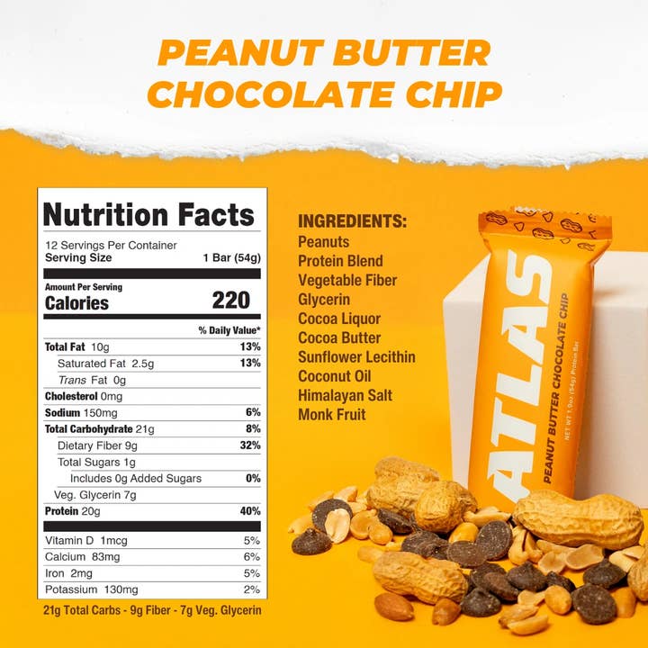 Atlas Bar - Wholesale Snack Bar - Atlas Bar - Peanut Butter Chocolate Chip5