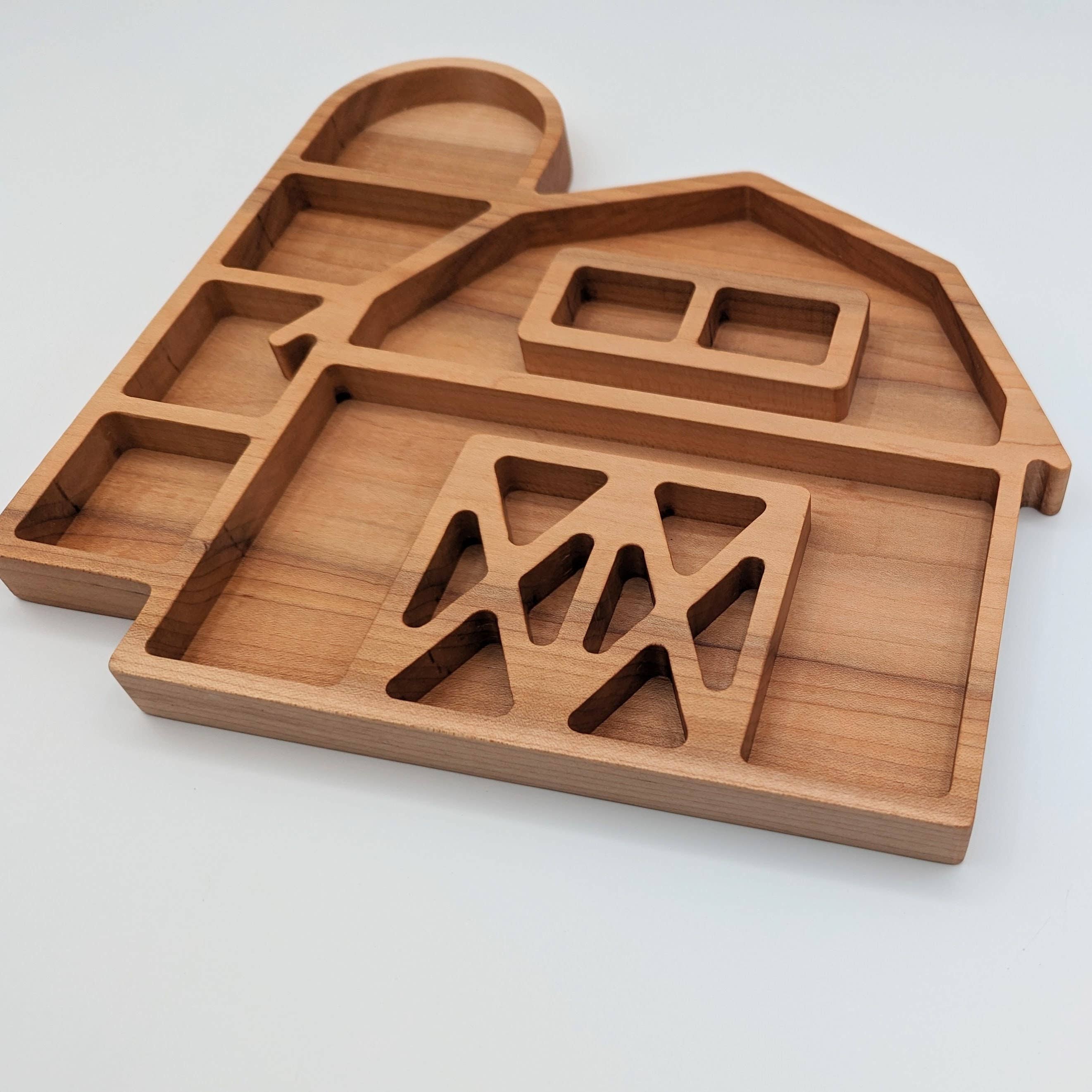 Carved Together Co – Brinquedo de madeira - Crianças por atacado – Bandeja Sensorial Fazenda - Grande8