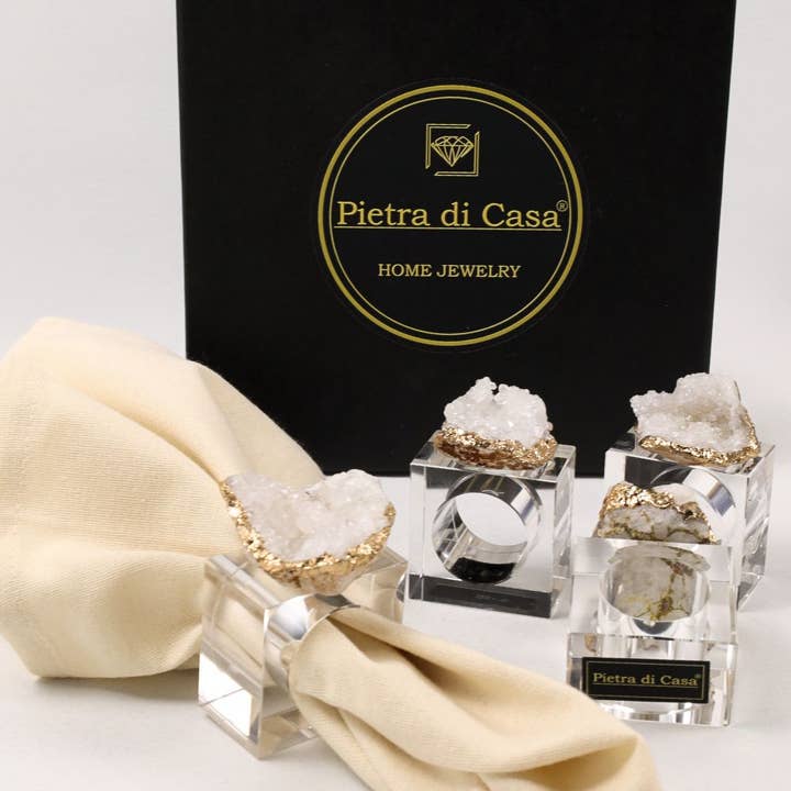 PIETRA DI CASA - Wholesale Napkin Ring - LOA Napkin Ring |White| Set of 4 |Minimal Gift