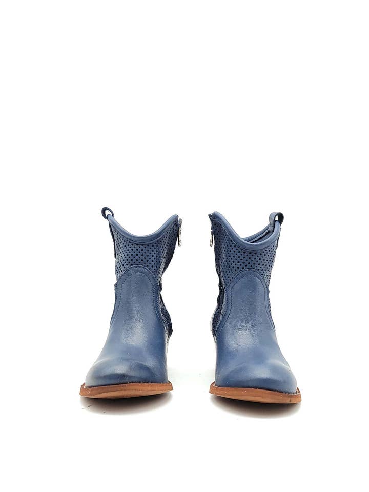 Bottes texanes Victoria en bleu pour la vente par Eccellenza Donna