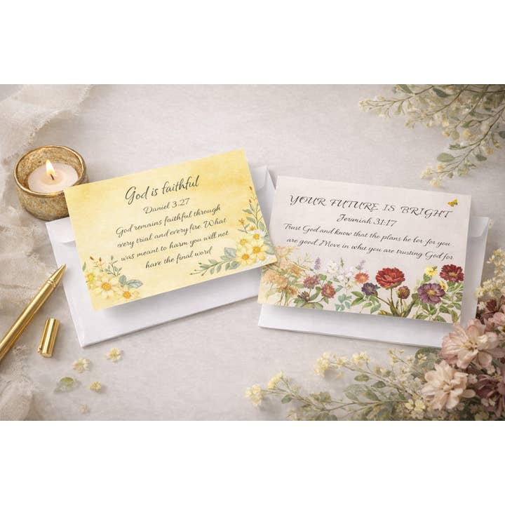 Cartes de vœux « Faith » de la collection Haven Singles — intérieur vierge pour la vente par Floral Haven Paper Co.