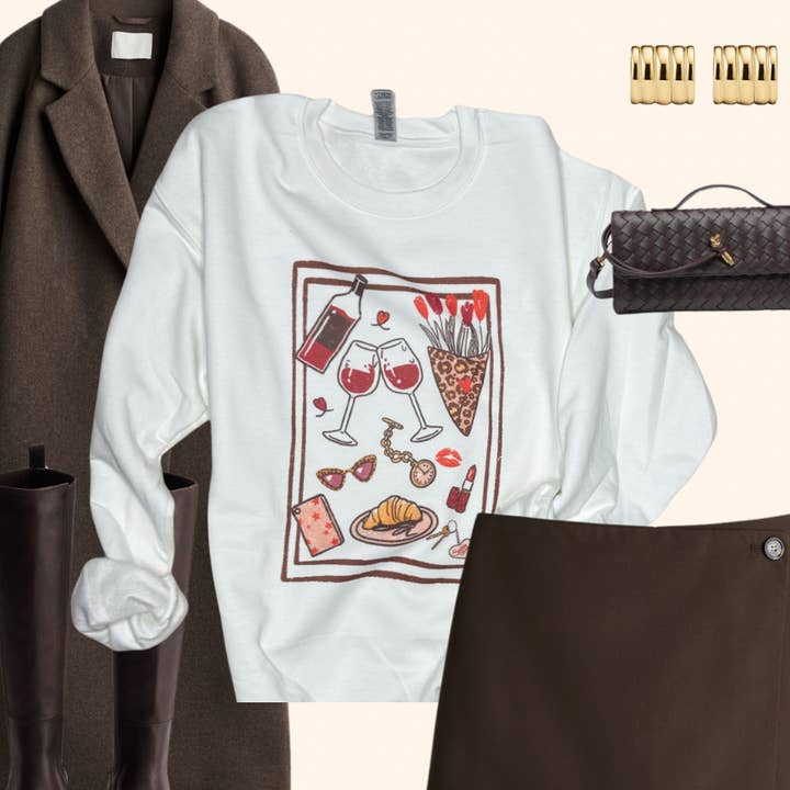 Date Night Sweatshirt – Flirty Graphic for Women for wholesale by SQB