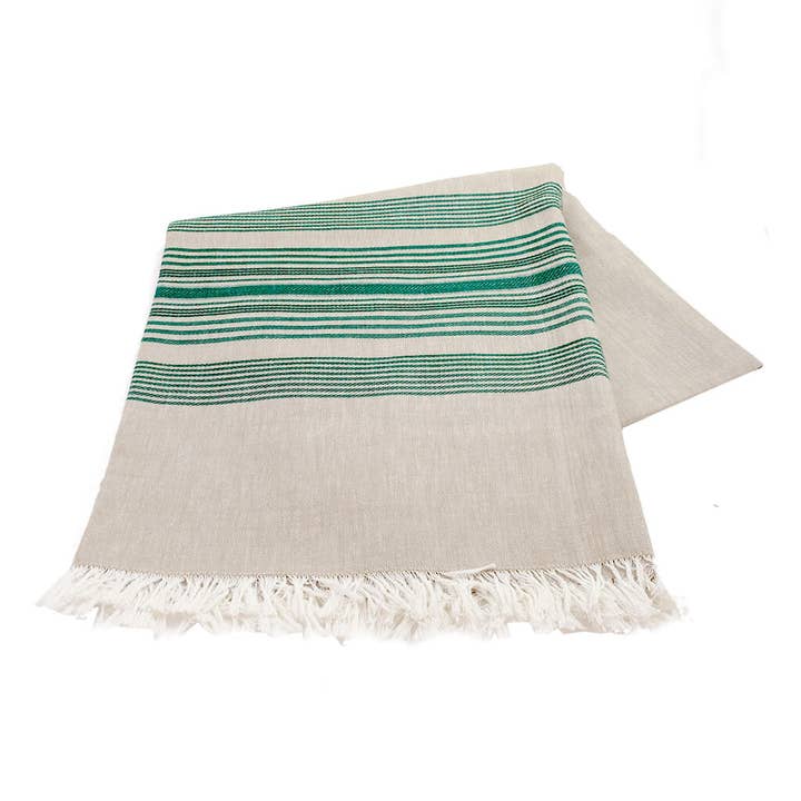 Toalha de Mesa Quadrada de Algodão | 54" x 54" Trigo c/ Risca de Giz por atacado de Sobremesa