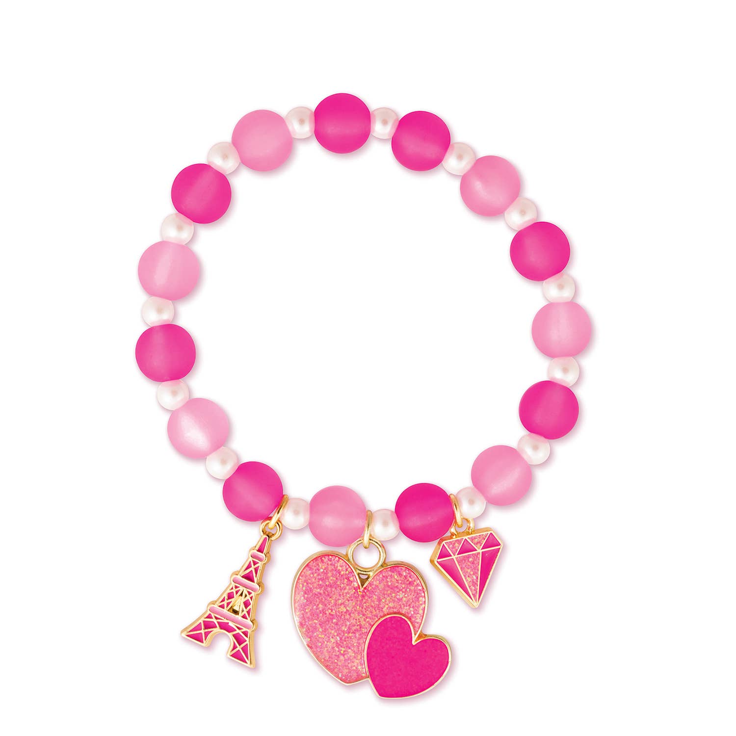 Girl Nation - Wholesale Beaded Bracelet - Kids - Pretty in Pink Tower | Case of 24 Bracelets + Free Display4