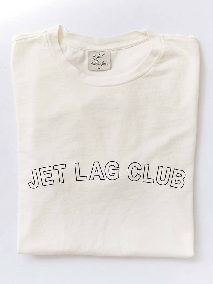 OAT COLLECTIVE - Wholesale Screen Printed T-Shirt - Women's - JET LAG CLUB Mineral Washed Graphic Top2