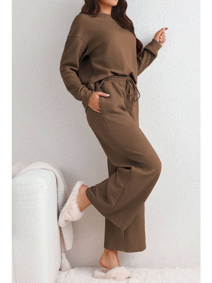LA Society - Wholesale Lounge Set - Women's - Multicolor Ultra Loose Textured 2pcs Slouchy Outfit (S-XL)