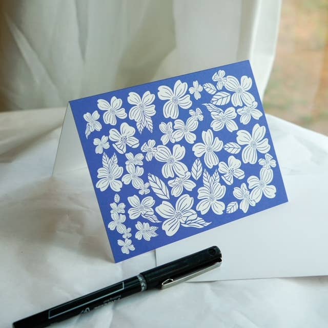 NC Dogwood Card for wholesale by Amber Taylor Creative