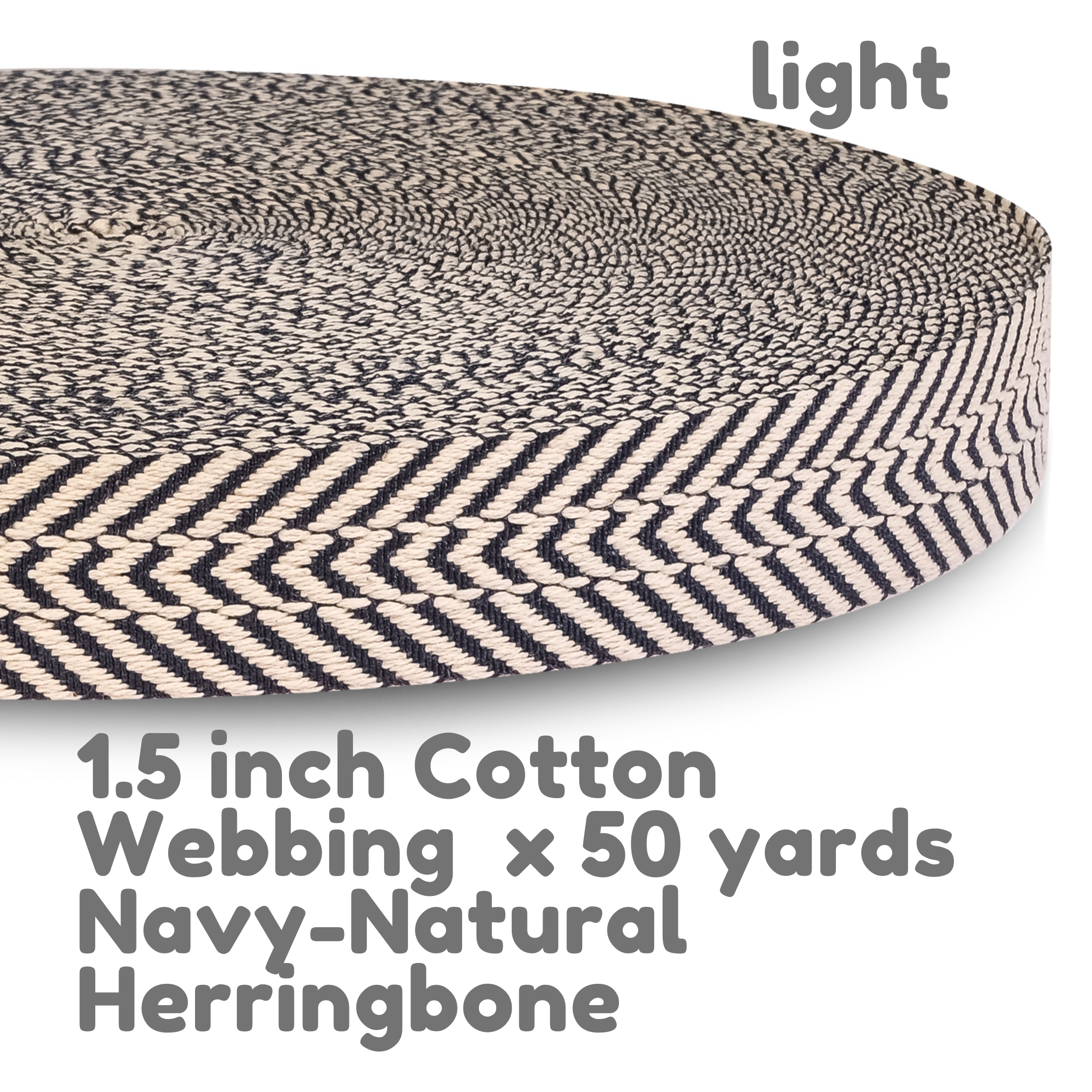 Dream Trimming Goods LLC - Vente Matériels de bricolage - Sangle en coton marine-naturel de 1,5 pouce x 50 yards pour sac2