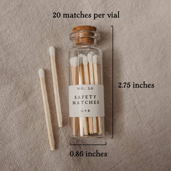 Corduroy Lane Candle Co - Wholesale Matches - Apothecary Matches, Bottle of 20 Safety Matches2
