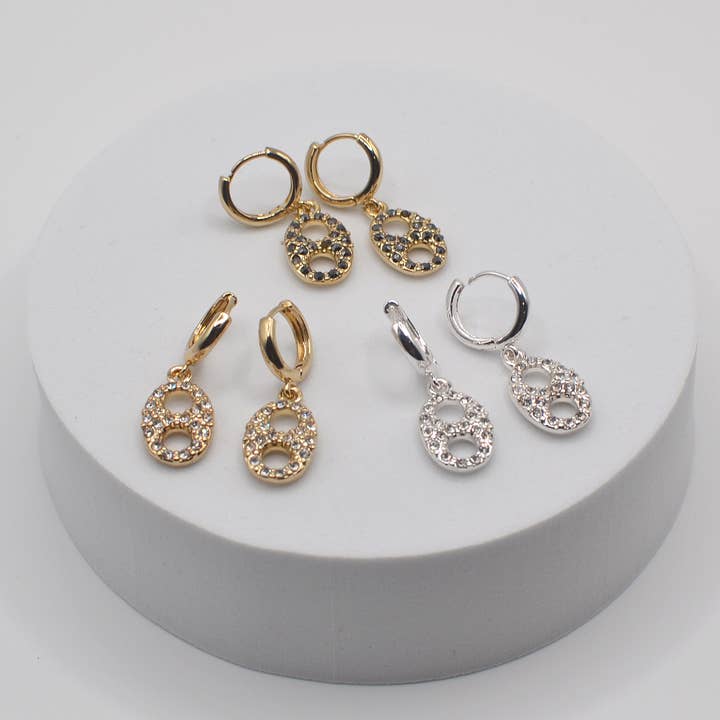 StarryNYC - Wholesale Huggie Earrings - Pig Nose Stone Huggie Earrings9