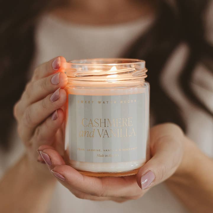 Sweet Water Decor - Wholesale Jar/Filled Candle - Cashmere and Vanilla 9 oz Soy Candle - Home Decor
