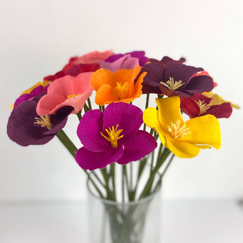 Papercraft Miracles LLC - Wholesale Artificial Flowers - California Poppy Crepe Paper Flower2