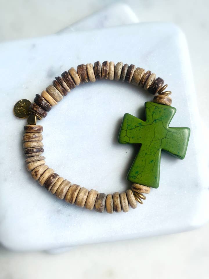 Green Cross My Heart Bracelet for wholesale by Dajana Design