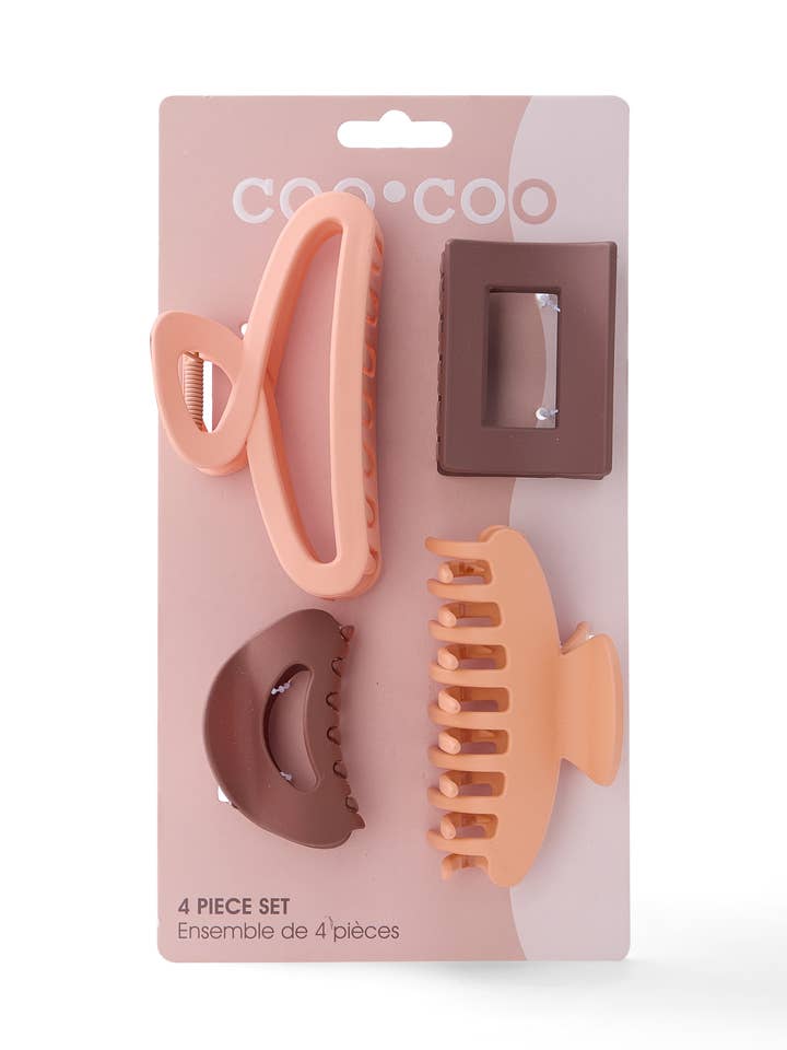 Pinzas para el pelo surtidas, 4 unidades, color marrón arcilla para venta al por mayor de CooCoo Beauty