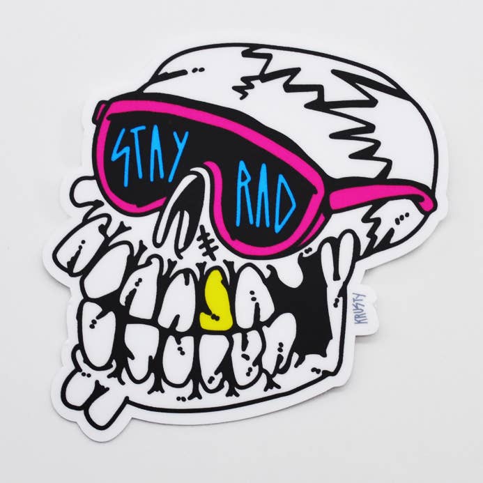 Krusty Stay Rad Skull- Sticker for wholesale by Metal the Brand