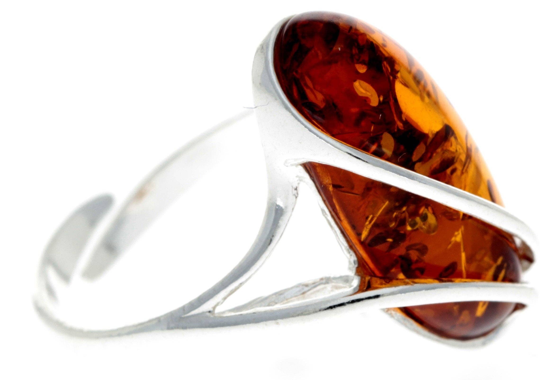 SilverAmber Jewellery - Wholesale Cocktail/Statement Ring - 925 Sterling Silver & Genuine Baltic Amber Adjustable Ring GL423A22