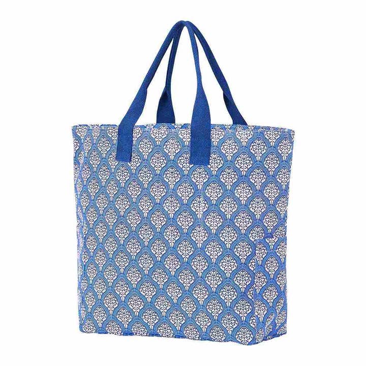 Fifer Blue Canvas Carryall Tote Bag for wholesale by rockflowerpaper
