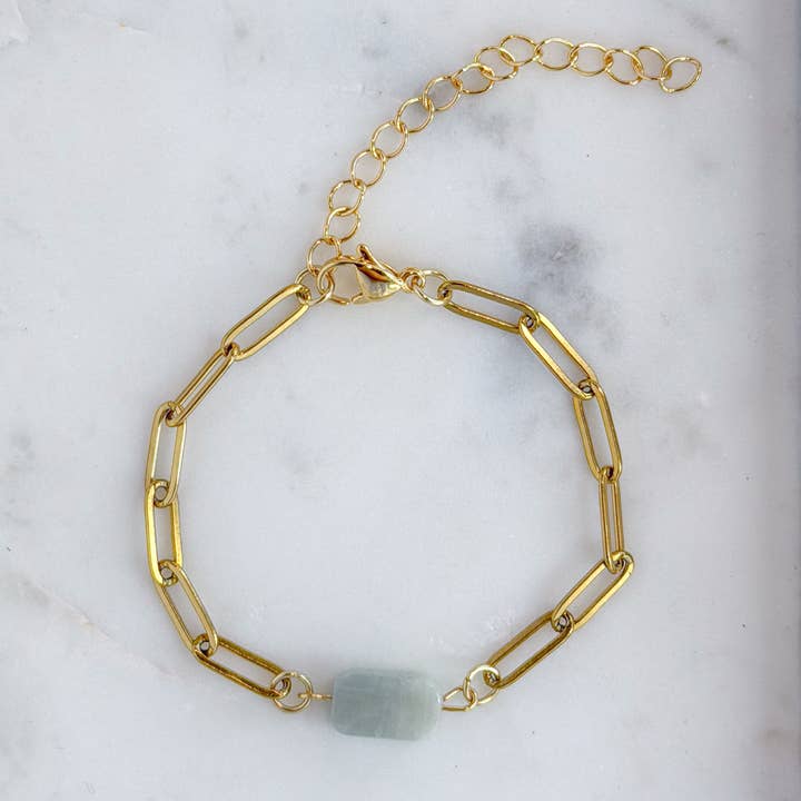 LOUIZ - Wholesale Charm/Dangle Bracelet - LOUIZ Bracelet with Aquamarine stone