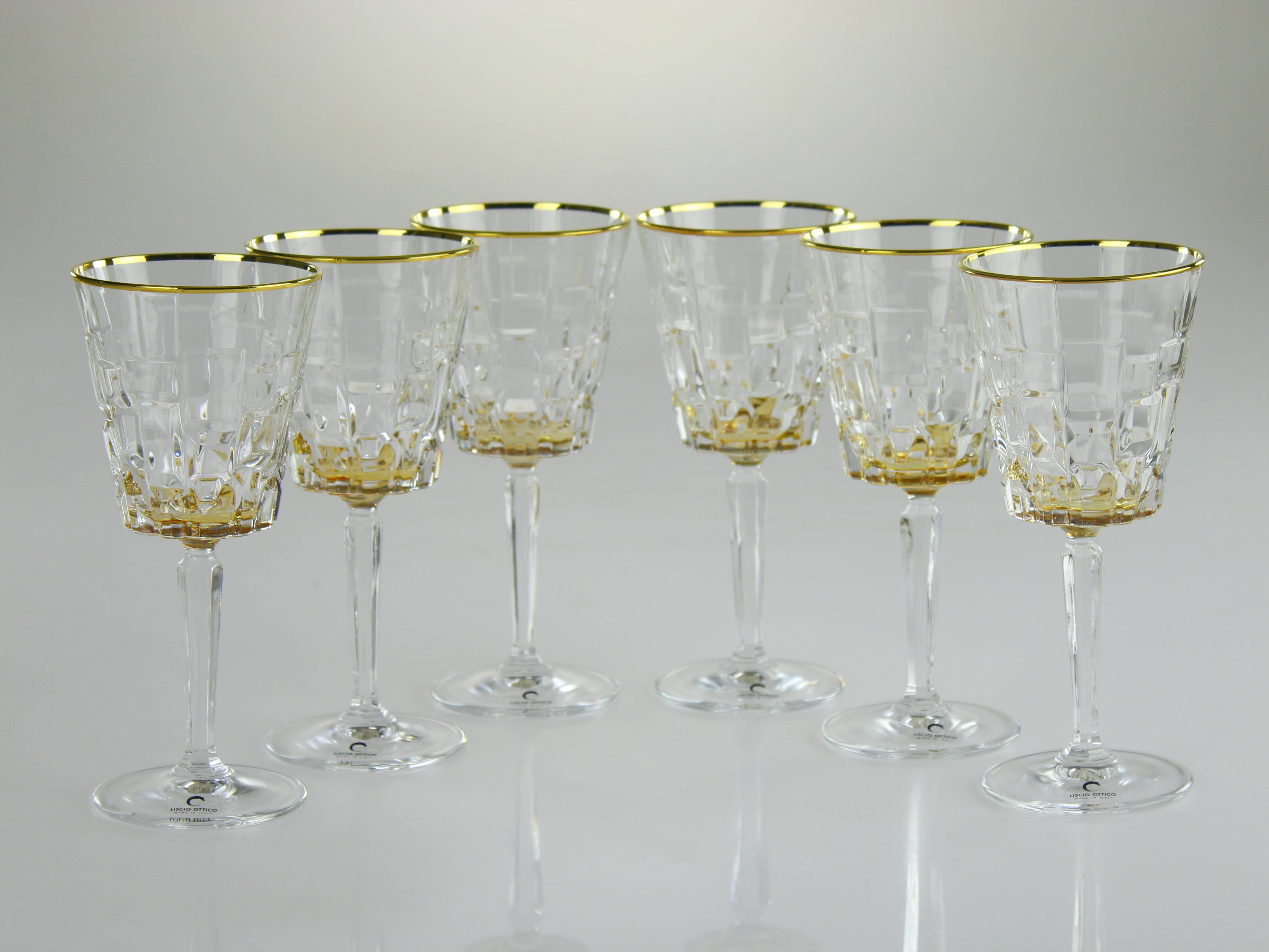 VIVIENCE - Vendita all'ingrosso Bicchieri da vino - Liscio Ottico - Set di 6 bicchieri da acqua con design a blocchi5