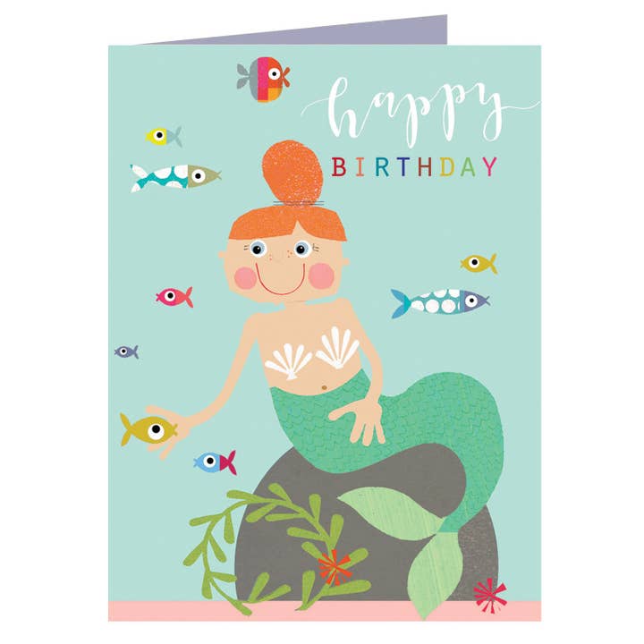 KTG03 Mini Glittery Mermaid Birthday Card for wholesale by Kali Stileman Publishing