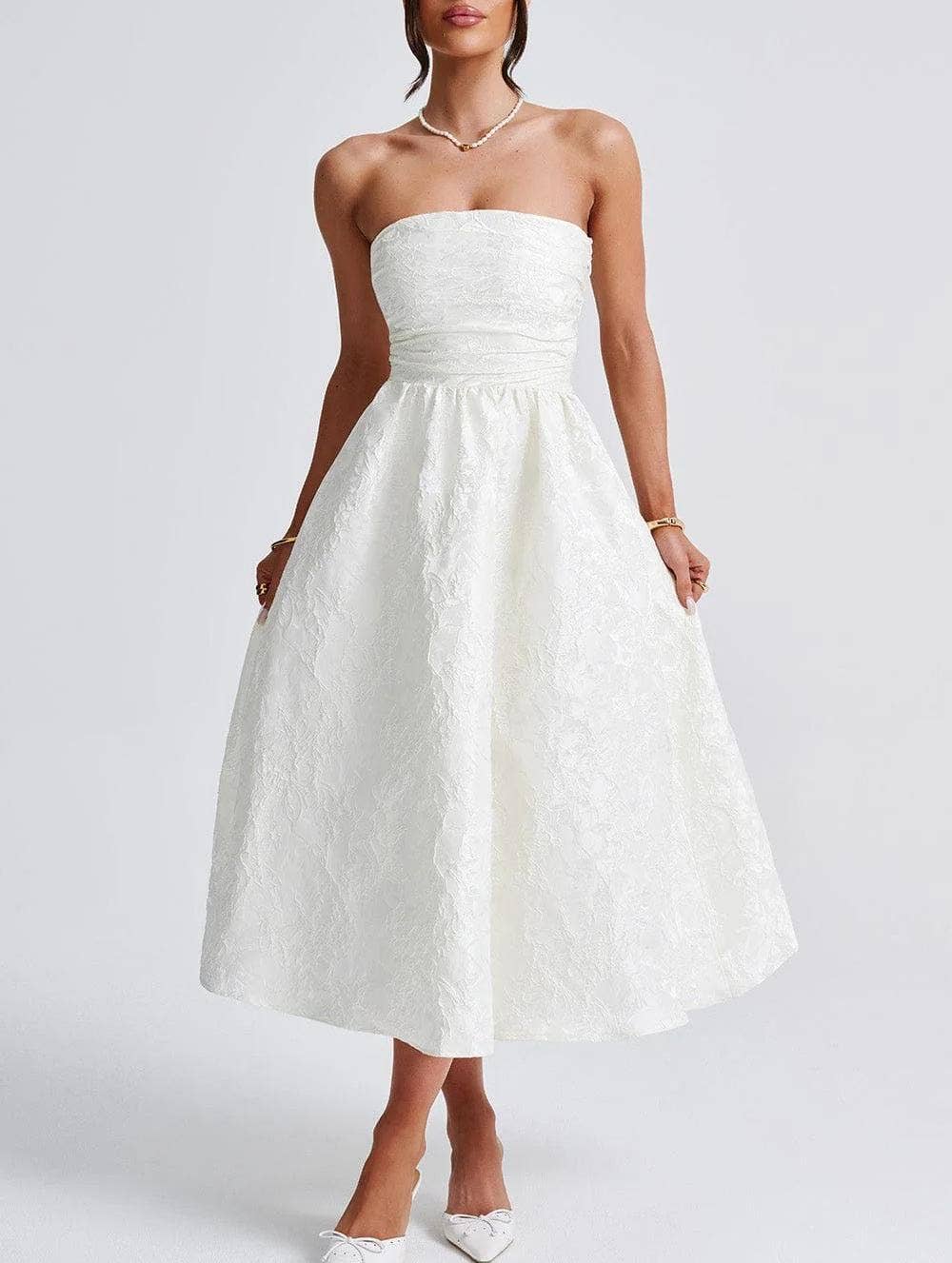 Rosa Clothing - Wholesale Dress - Women's - Jacquard satin swing cami dress1