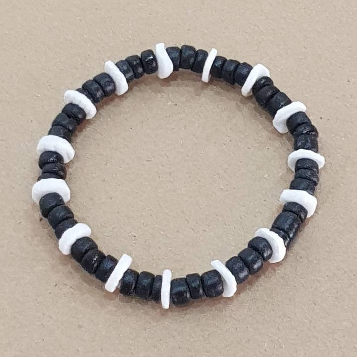 Shell bracelet with 5mm wooden beads SB-2015 für den Großhandel von Gloria-Maris