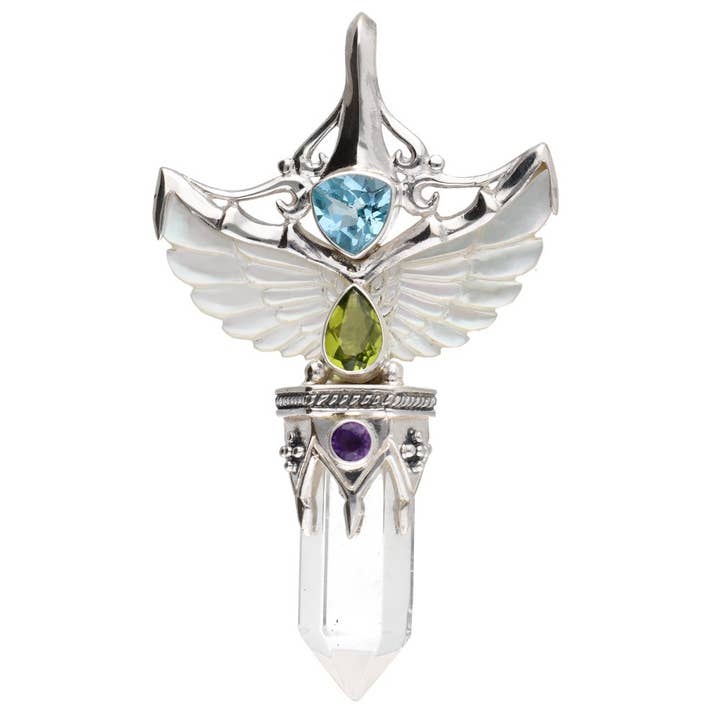 Mother of Pearl Wing Pendant in 925 Sterling Silver (48N) for wholesale by Vives de la Cortada S.L