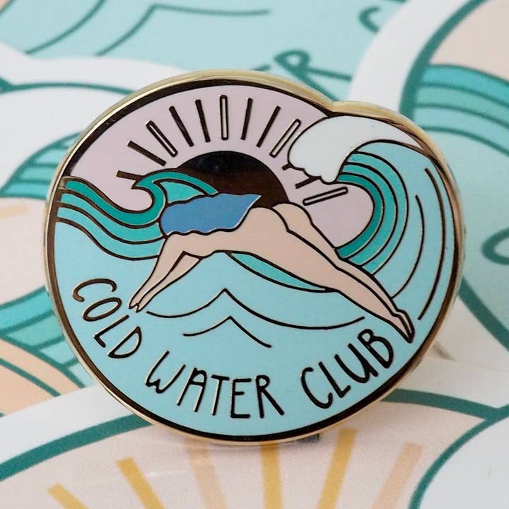 Cold Water Club Wild Swimming Enamel Pin for wholesale by The Black Pug Press