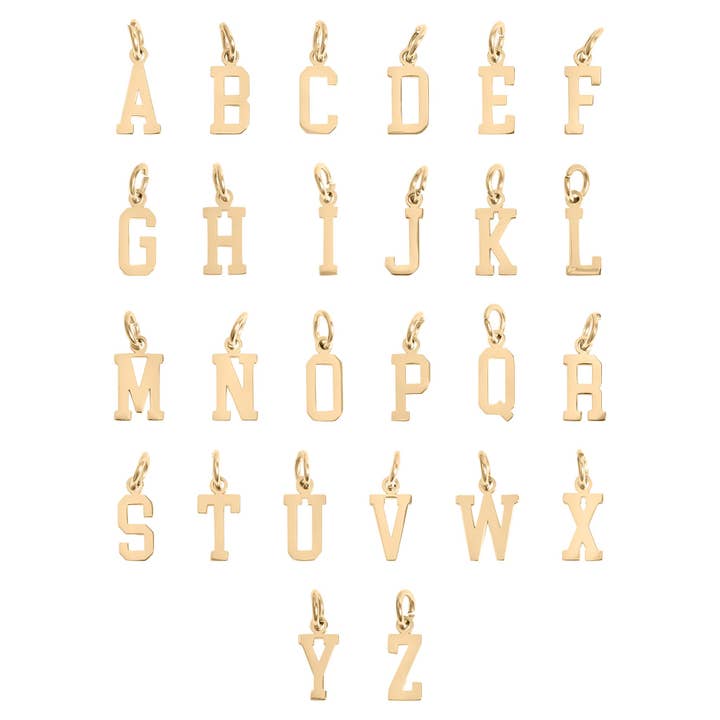 WJW - Wholesale Individual Charm/Pendant - 18K Gold PVD Stainless Steel Small Sport Letter Charm