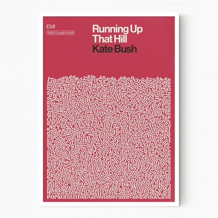 Running Up That Hill - Kate Bush - Songtekstprint voor wholesale door Reign&Hail